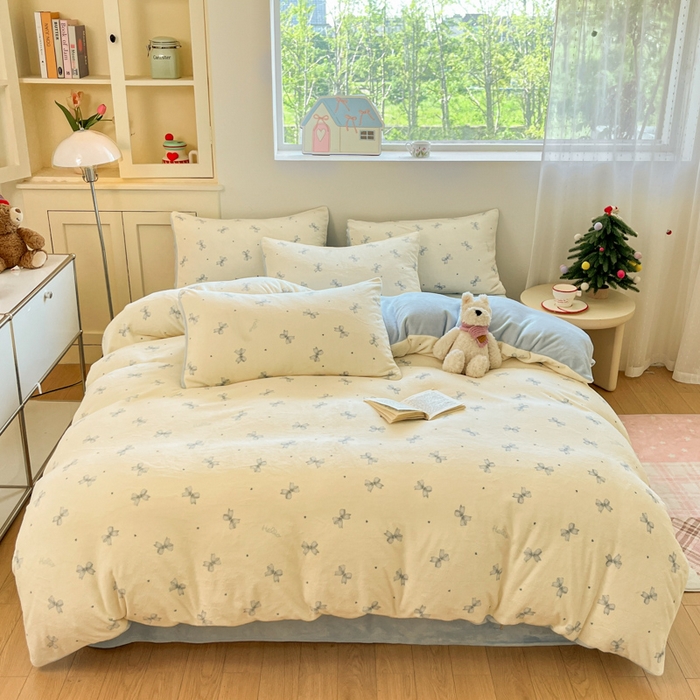 91家纺网 家纺一手货源 找家纺 贝扬思家纺 2025新款软fufu加厚保暖可爱系简约牛奶绒套件系列（小红书推荐）（提供买家秀） 梦幻