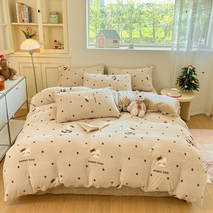 91家纺网 家纺一手货源 找家纺 贝扬思家纺 2025新款软fufu加厚保暖可爱系简约牛奶绒套件系列（小红书推荐）（提供买家秀） 可可猫星