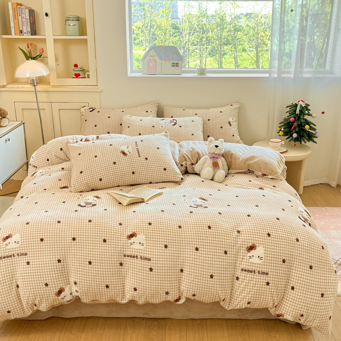 91家纺网 家纺一手货源 找家纺 贝扬思家纺 2025新款软fufu加厚保暖可爱系简约牛奶绒套件系列（小红书推荐）（提供买家秀） 可可猫星