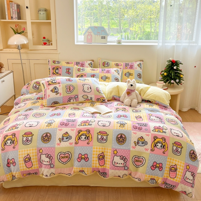 91家纺网 家纺一手货源 找家纺 贝扬思家纺 2025新款软fufu加厚保暖可爱系简约牛奶绒套件系列（小红书推荐）（提供买家秀） 少女心