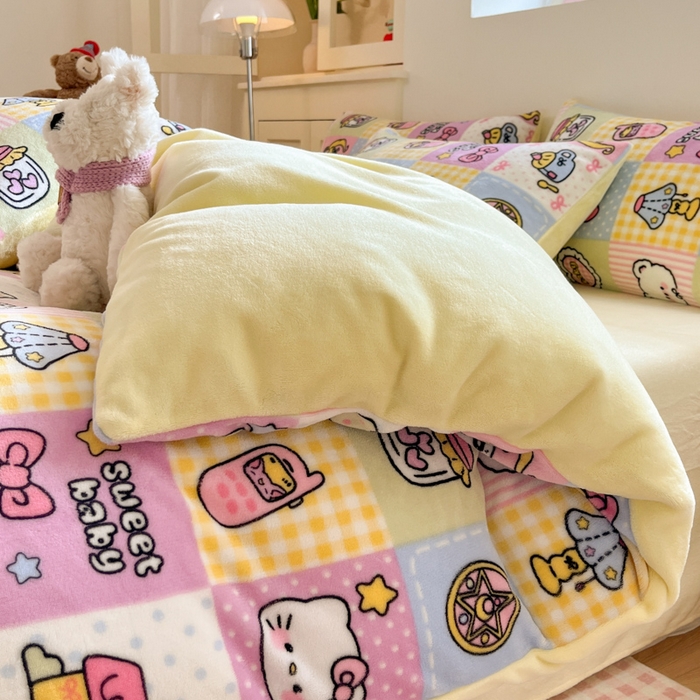 91家纺网 家纺一手货源 找家纺 贝扬思家纺 2025新款软fufu加厚保暖可爱系简约牛奶绒套件系列（小红书推荐）（提供买家秀） 少女心