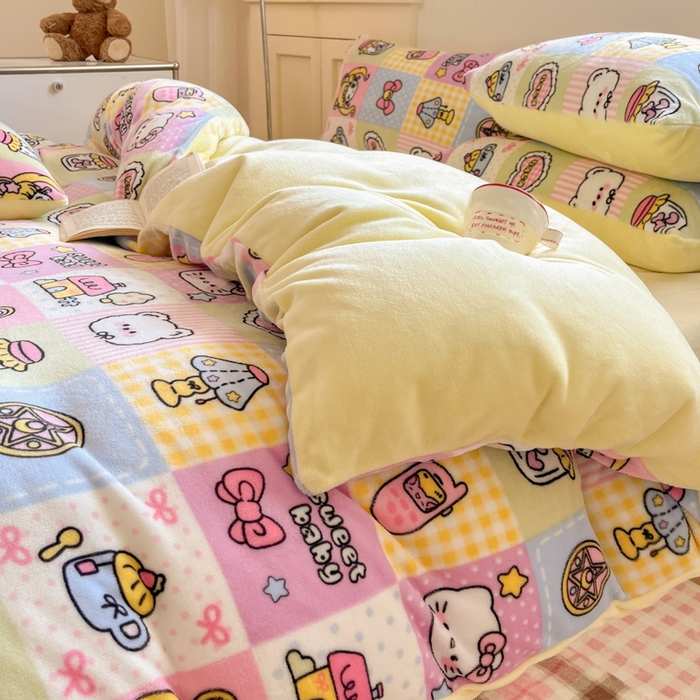 91家纺网 家纺一手货源 找家纺 贝扬思家纺 2025新款软fufu加厚保暖可爱系简约牛奶绒套件系列（小红书推荐）（提供买家秀） 少女心