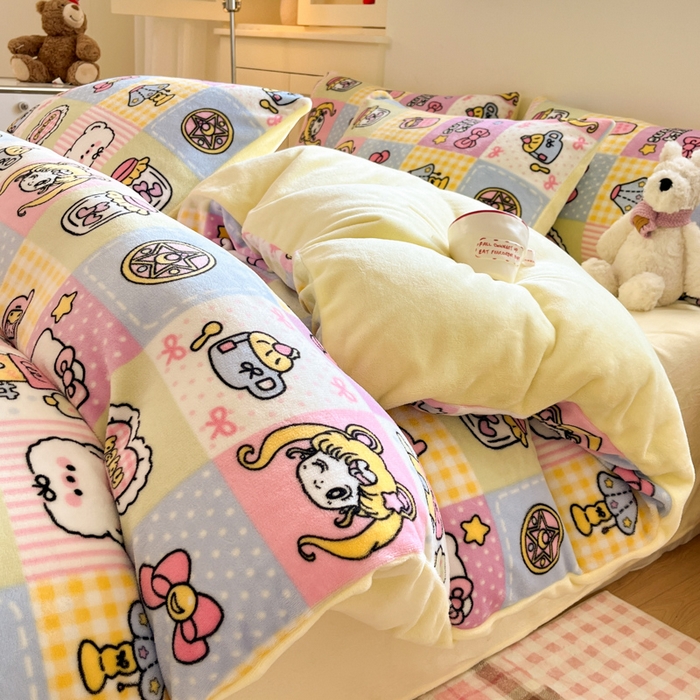 91家纺网 家纺一手货源 找家纺 贝扬思家纺 2025新款软fufu加厚保暖可爱系简约牛奶绒套件系列（小红书推荐）（提供买家秀） 少女心