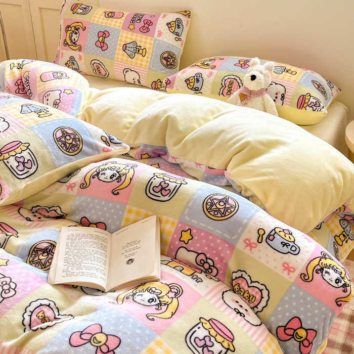 91家纺网 家纺一手货源 找家纺 贝扬思家纺 2025新款软fufu加厚保暖可爱系简约牛奶绒套件系列（小红书推荐）（提供买家秀） 少女心