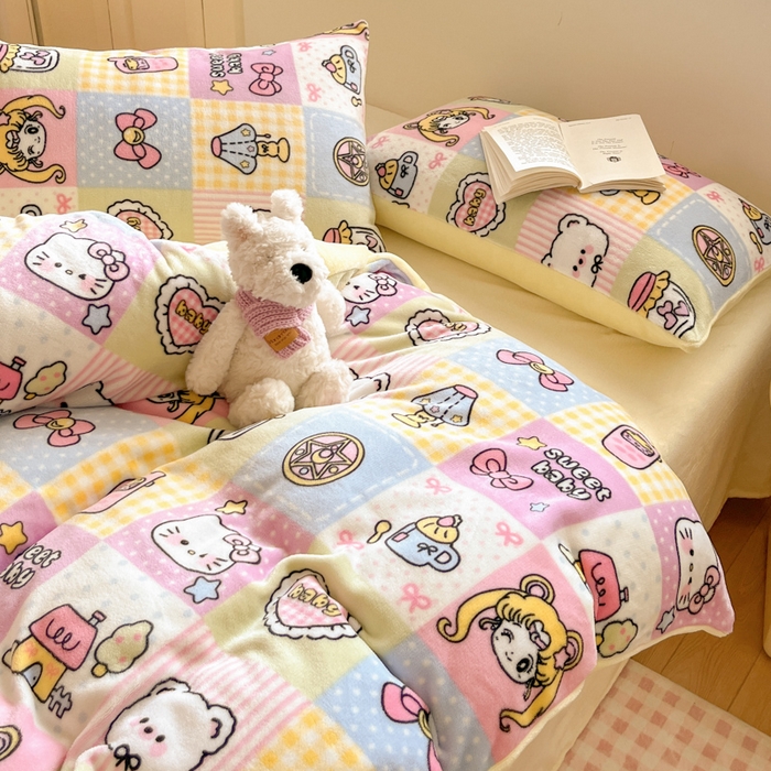 91家纺网 家纺一手货源 找家纺 贝扬思家纺 2025新款软fufu加厚保暖可爱系简约牛奶绒套件系列（小红书推荐）（提供买家秀） 少女心