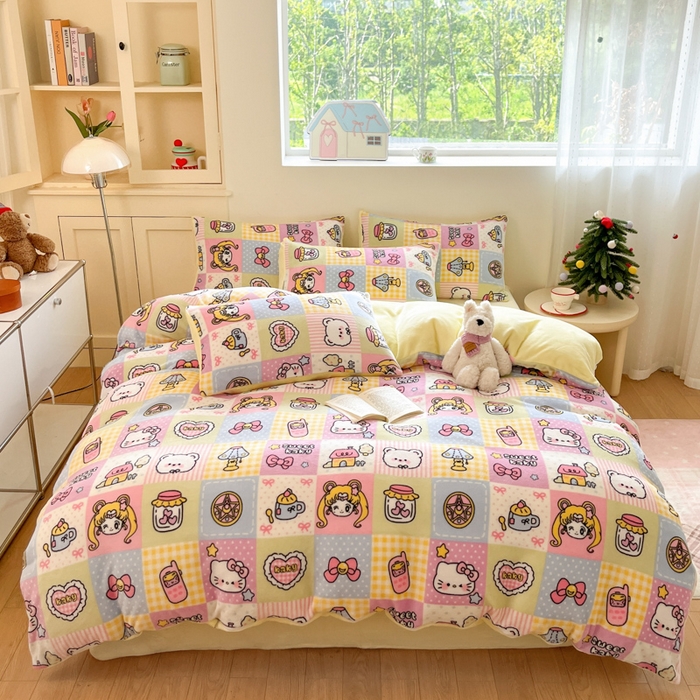 91家纺网 家纺一手货源 找家纺 贝扬思家纺 2025新款软fufu加厚保暖可爱系简约牛奶绒套件系列（小红书推荐）（提供买家秀） 少女心