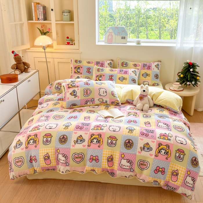 91家纺网 家纺一手货源 找家纺 贝扬思家纺 2025新款软fufu加厚保暖可爱系简约牛奶绒套件系列（小红书推荐）（提供买家秀） 少女心