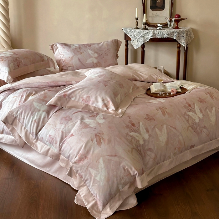 91家纺网 家纺一手货源 找家纺 （总）云栖家居 2025新款纯棉全棉长绒棉数码印花四件套-芳菲