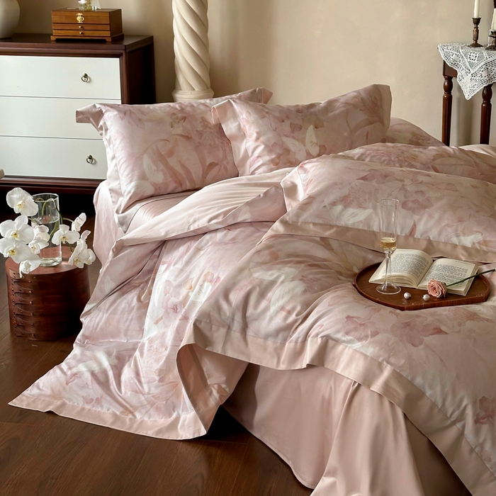 91家纺网 家纺一手货源 找家纺 （总）云栖家居 2025新款纯棉全棉长绒棉数码印花四件套-芳菲