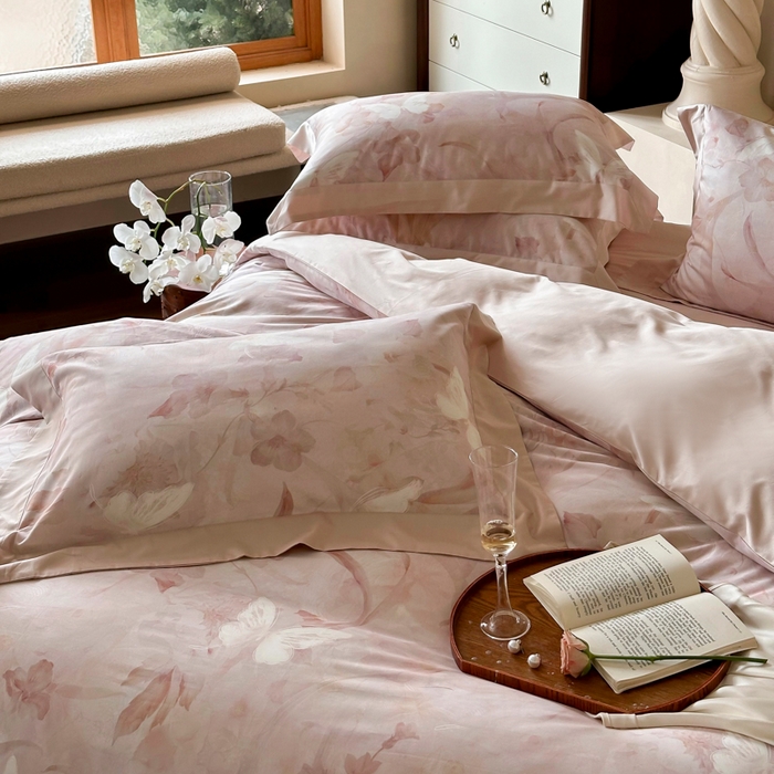 91家纺网 家纺一手货源 找家纺 （总）云栖家居 2025新款纯棉全棉长绒棉数码印花四件套-芳菲