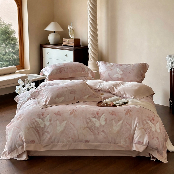 91家纺网 家纺一手货源 找家纺 （总）云栖家居 2025新款纯棉全棉长绒棉数码印花四件套-芳菲