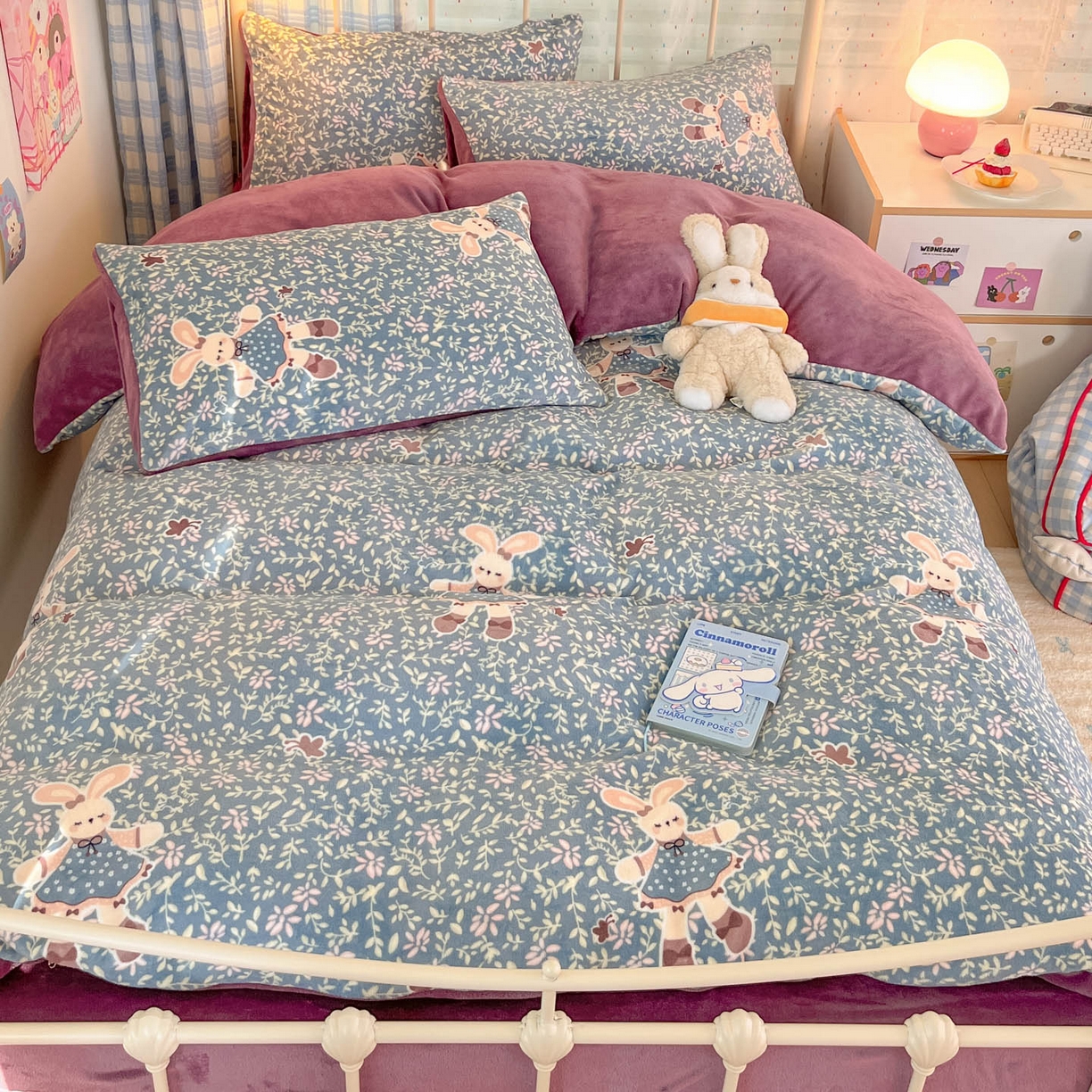 91家纺网 家纺一手货源 找家纺 （总）贝扬思家纺 2025新款软fufu加厚保暖可爱系牛奶绒宿舍床套件系列（小红书推荐）（提供买家秀）