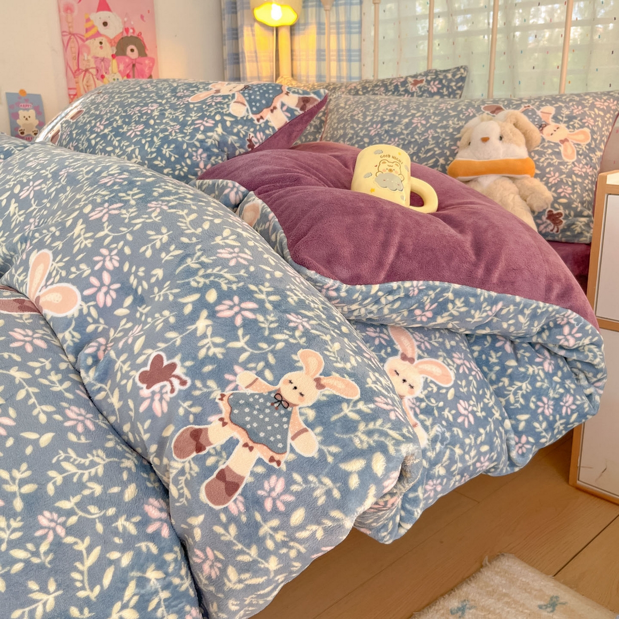 91家纺网 家纺一手货源 找家纺 （总）贝扬思家纺 2025新款软fufu加厚保暖可爱系牛奶绒宿舍床套件系列（小红书推荐）（提供买家秀）