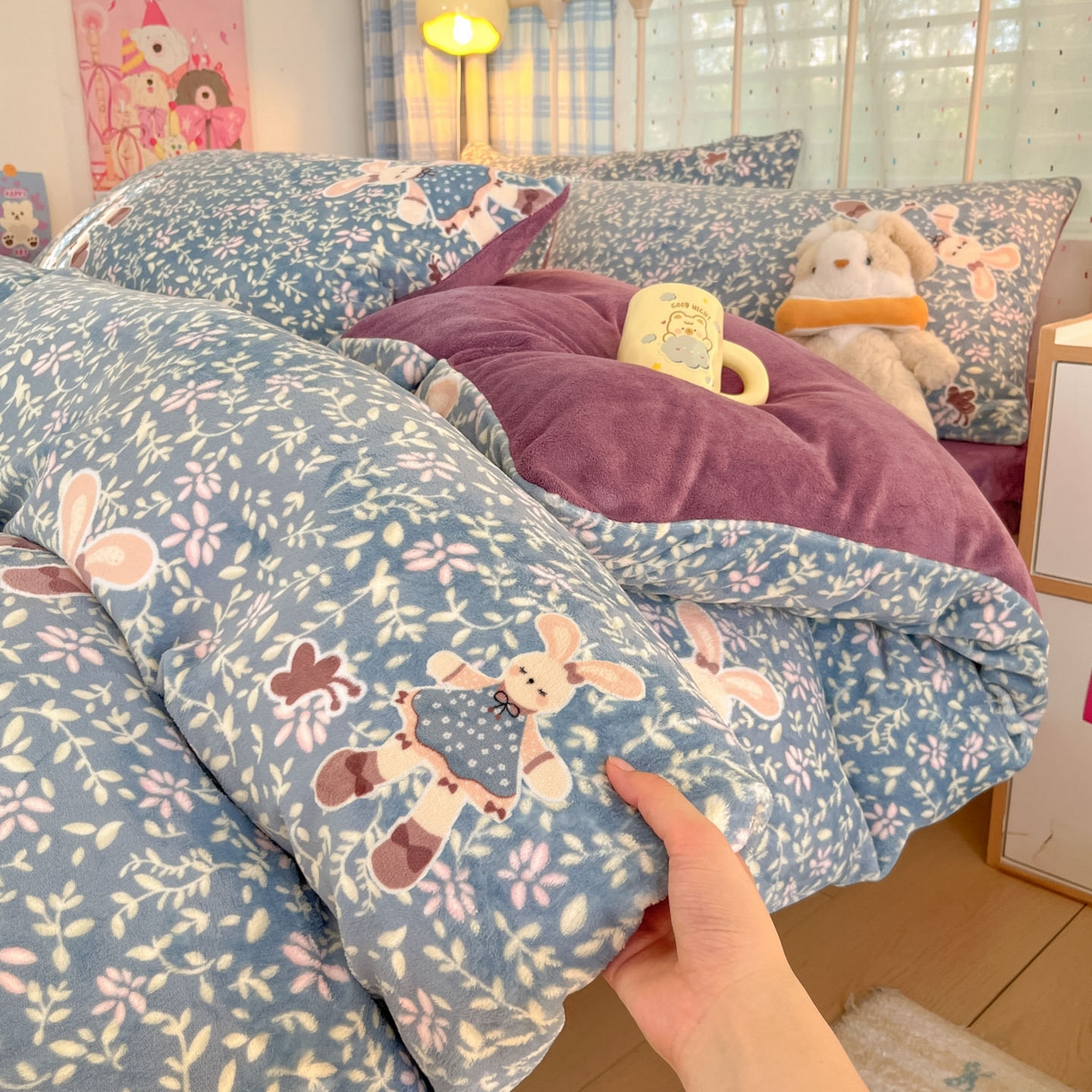 91家纺网 家纺一手货源 找家纺 （总）贝扬思家纺 2025新款软fufu加厚保暖可爱系牛奶绒宿舍床套件系列（小红书推荐）（提供买家秀）