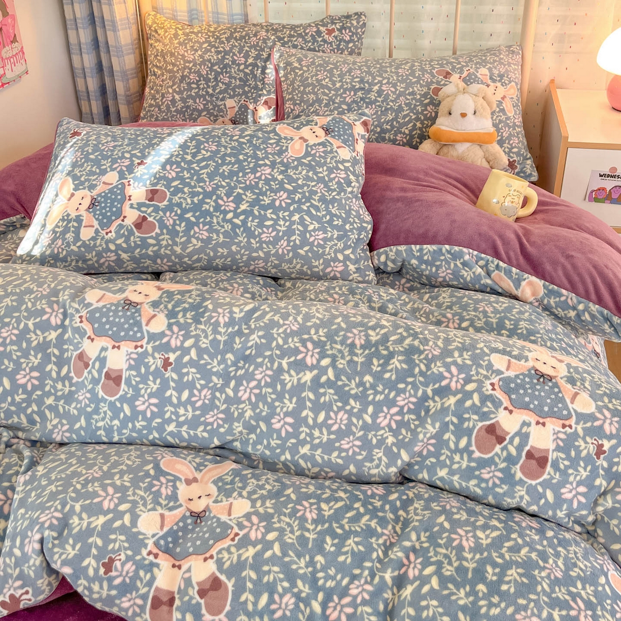 91家纺网 家纺一手货源 找家纺 （总）贝扬思家纺 2025新款软fufu加厚保暖可爱系牛奶绒宿舍床套件系列（小红书推荐）（提供买家秀）