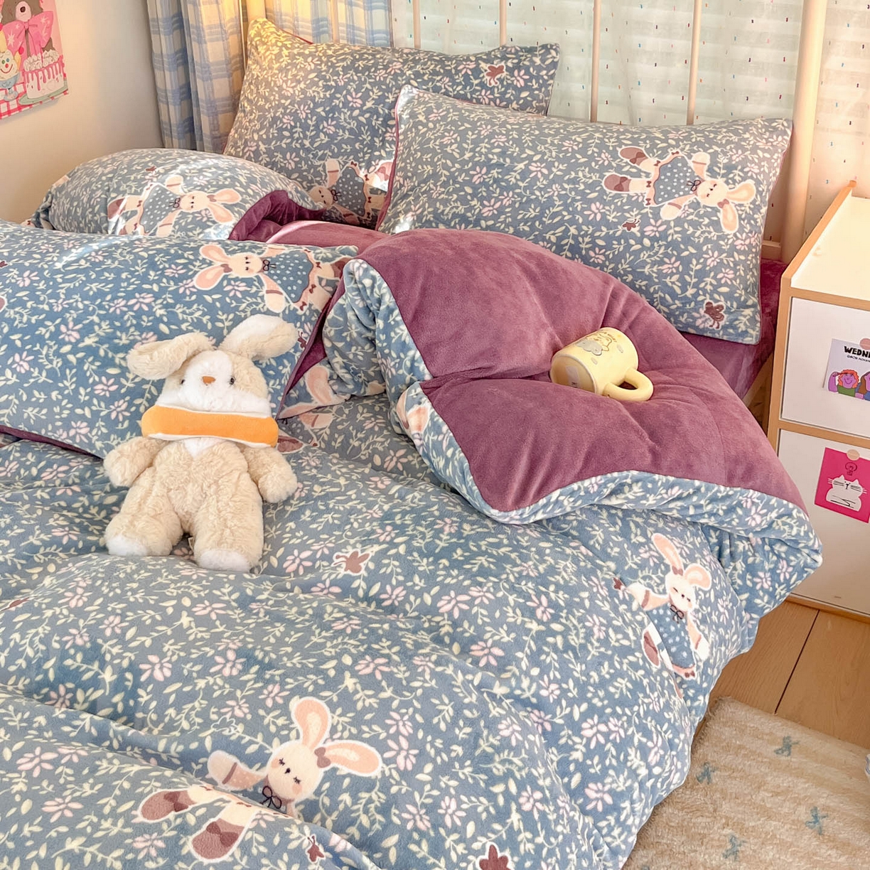 91家纺网 家纺一手货源 找家纺 （总）贝扬思家纺 2025新款软fufu加厚保暖可爱系牛奶绒宿舍床套件系列（小红书推荐）（提供买家秀）