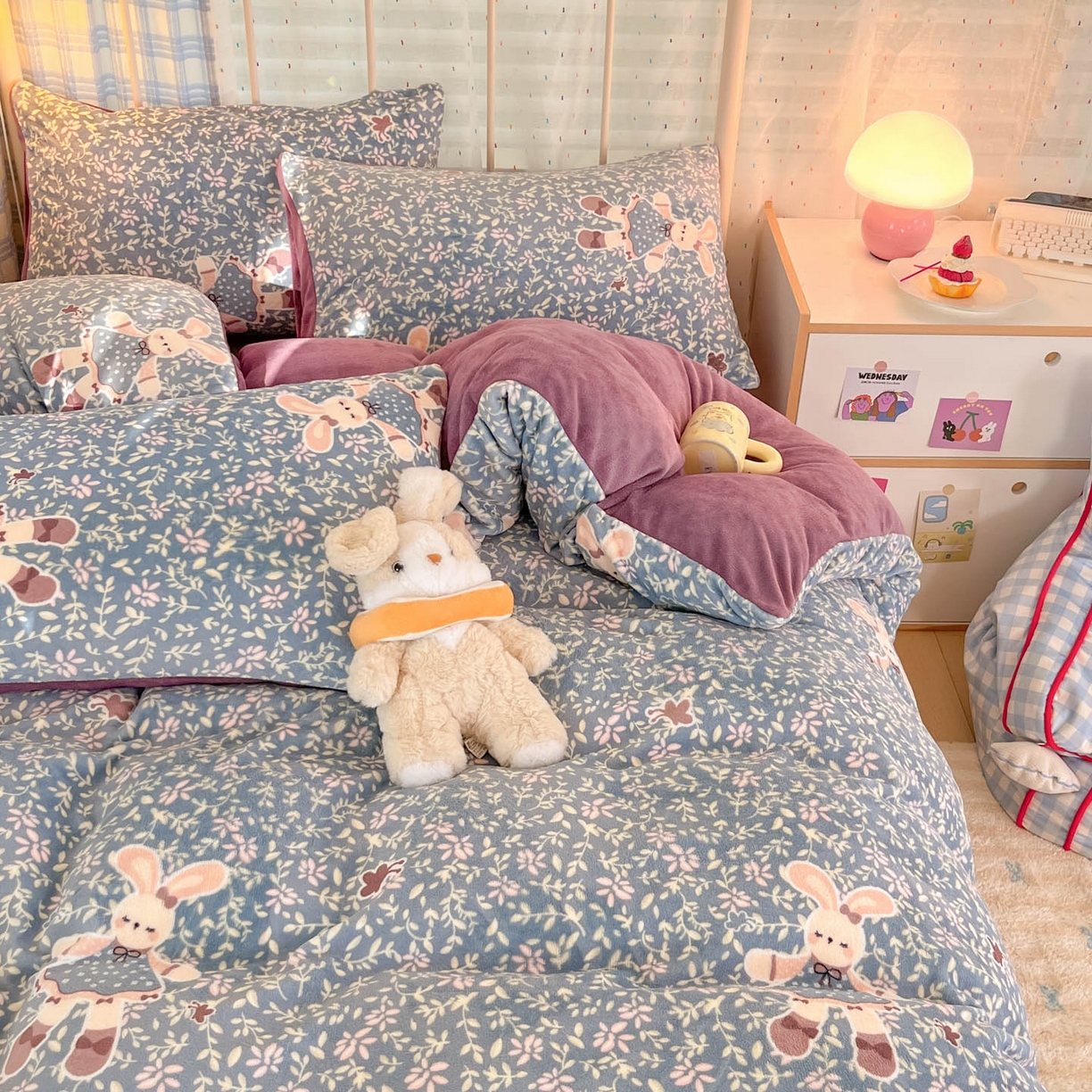 91家纺网 家纺一手货源 找家纺 （总）贝扬思家纺 2025新款软fufu加厚保暖可爱系牛奶绒宿舍床套件系列（小红书推荐）（提供买家秀）