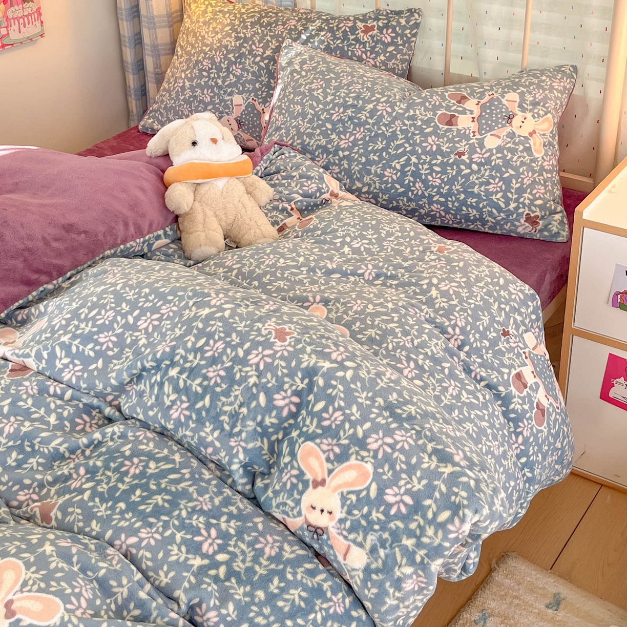 91家纺网 家纺一手货源 找家纺 （总）贝扬思家纺 2025新款软fufu加厚保暖可爱系牛奶绒宿舍床套件系列（小红书推荐）（提供买家秀）