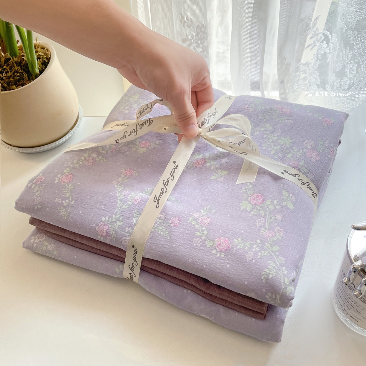 91家纺网 家纺一手货源 找家纺 铺尚美家纺 2025新款云感提花双层纱系列 恋如青柠香