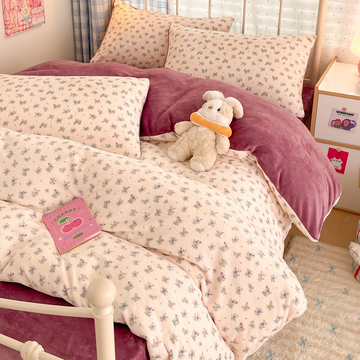 91家纺网 家纺一手货源 找家纺 （总）贝扬思家纺 2025新款软fufu加厚保暖可爱系牛奶绒宿舍床套件系列（小红书推荐）（提供买家秀）