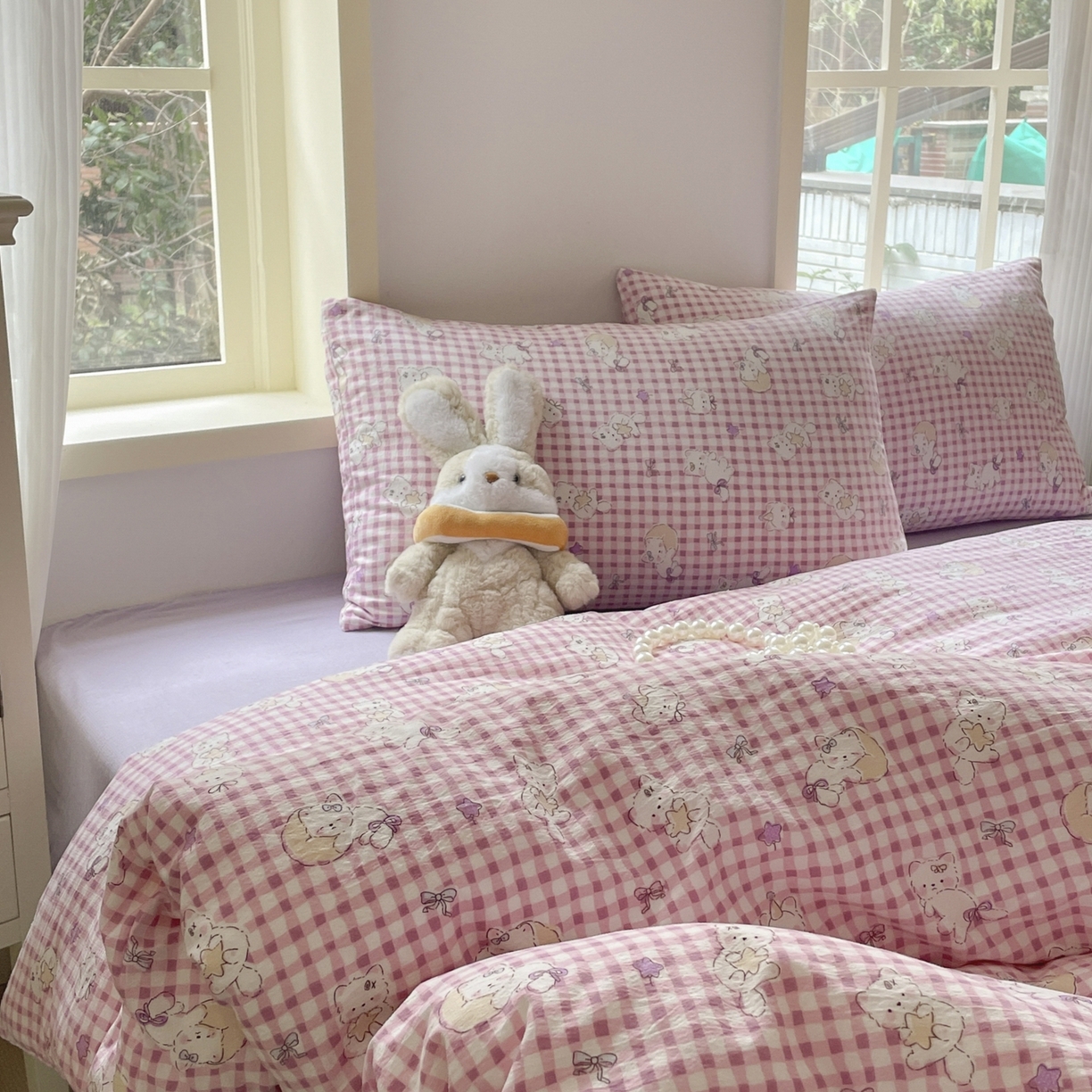 91家纺网 家纺一手货源 找家纺 铺尚美家纺 2025新款云感提花双层纱系列 猫猫晚宴