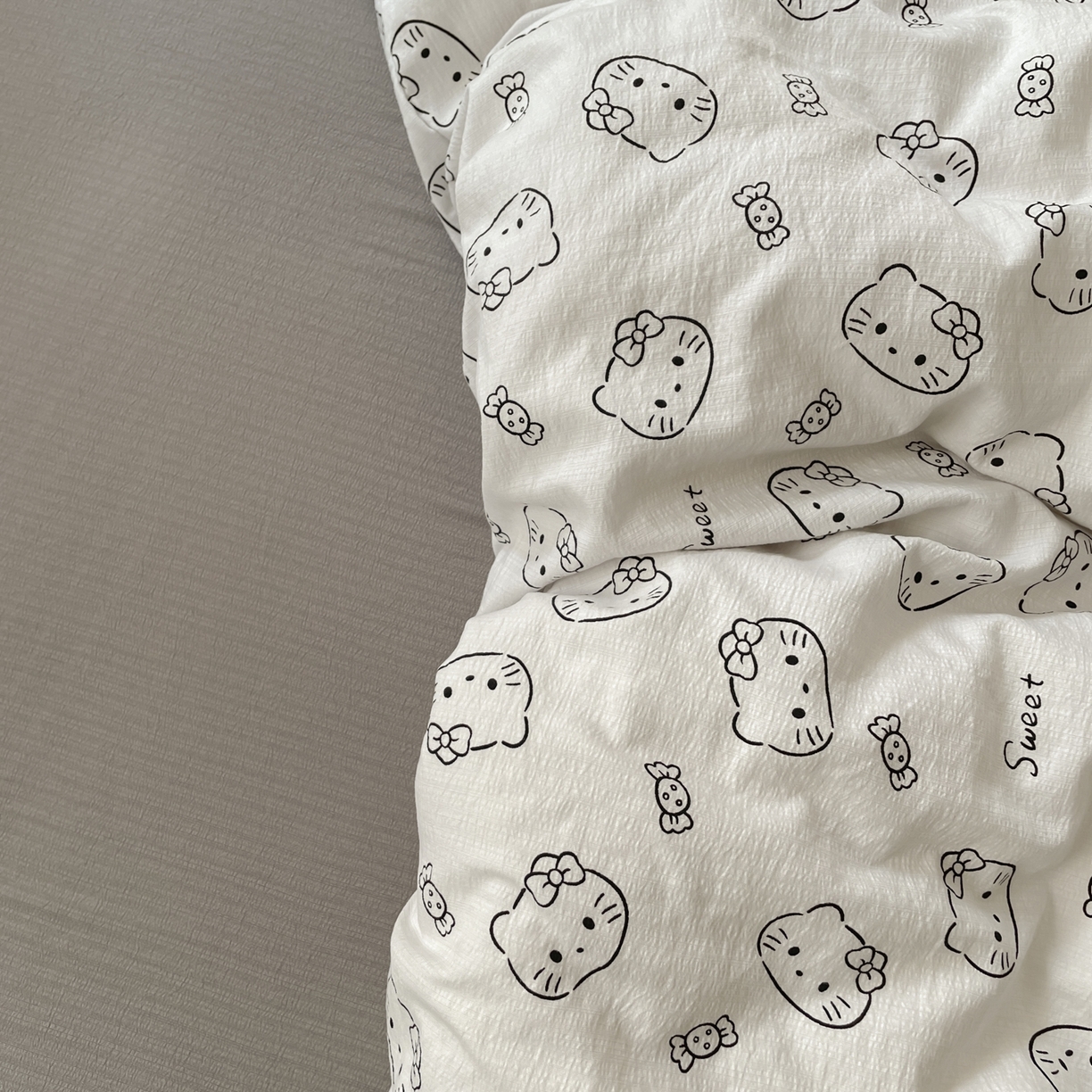 91家纺网 家纺一手货源 找家纺 铺尚美家纺 2025新款云感提花双层纱系列 猫咪恋人