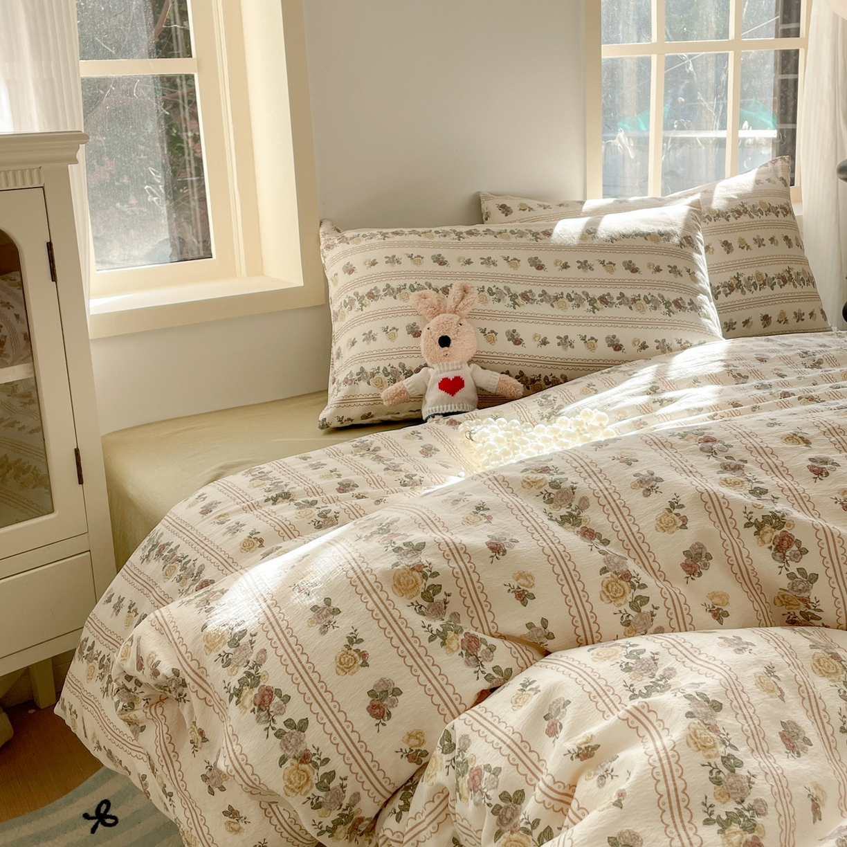 91家纺网 家纺一手货源 找家纺 铺尚美家纺 2025新款云感提花双层纱系列 玫瑰哒