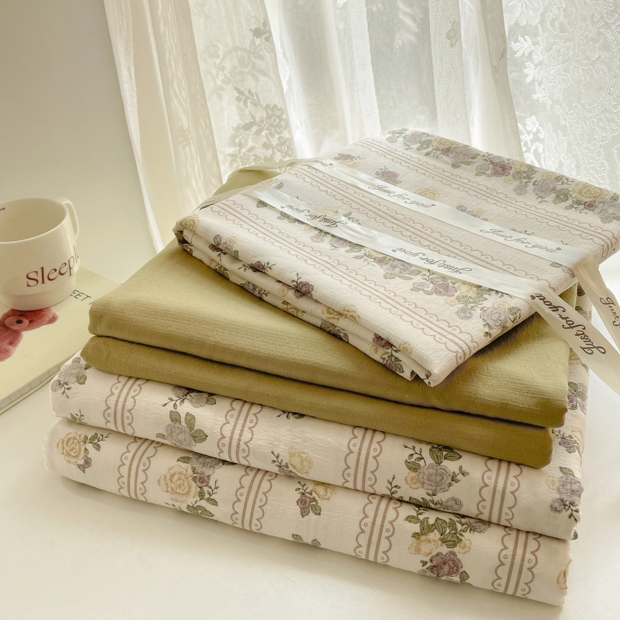 91家纺网 家纺一手货源 找家纺 铺尚美家纺 2025新款云感提花双层纱系列 玫瑰哒