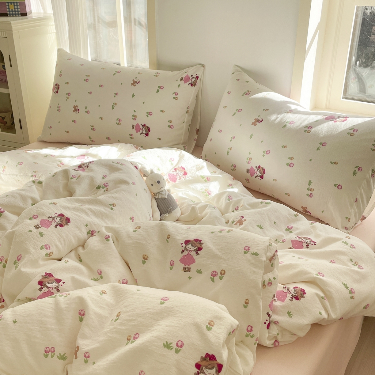 91家纺网 家纺一手货源 找家纺 铺尚美家纺 2025新款云感提花双层纱系列 蜜糖之恋