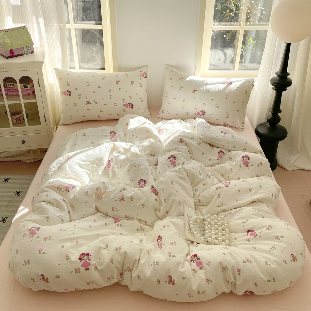 91家纺网 家纺一手货源 找家纺 铺尚美家纺 2025新款云感提花双层纱系列 蜜糖之恋