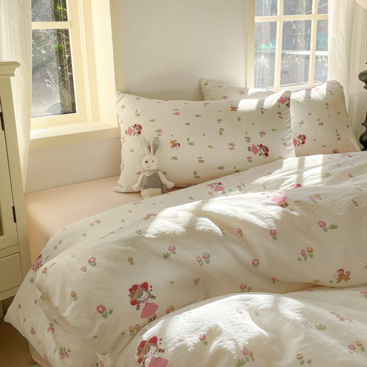 91家纺网 家纺一手货源 找家纺 铺尚美家纺 2025新款云感提花双层纱系列 蜜糖之恋