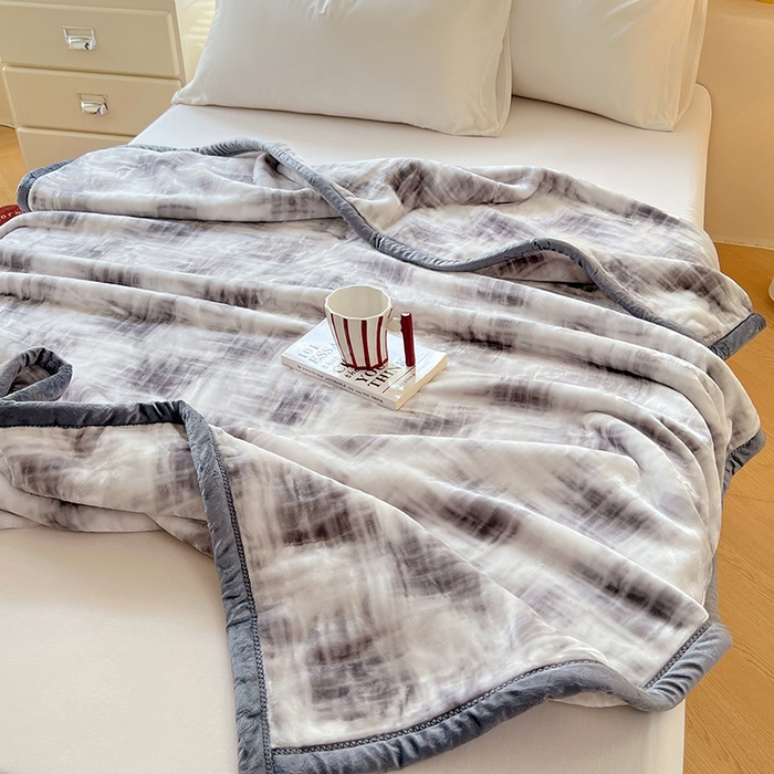 91家纺网 家纺一手货源 找家纺 凯轩毛毯网销专供 2025新款双层学生云毯毛毯保暖毯 佳丽-灰
