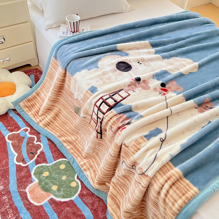 91家纺网 家纺一手货源 找家纺 凯轩毛毯网销专供 2025新款双层学生云毯毛毯保暖毯 西高地