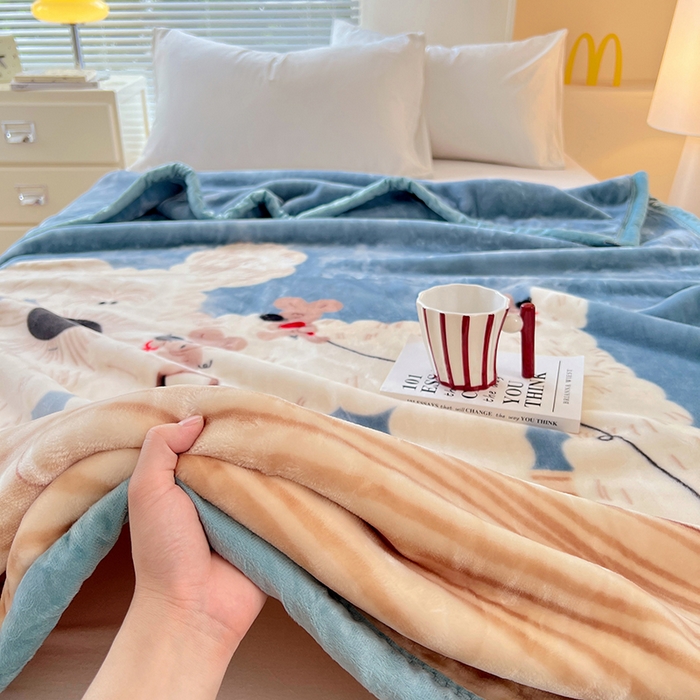 91家纺网 家纺一手货源 找家纺 凯轩毛毯网销专供 2025新款双层学生云毯毛毯保暖毯 西高地