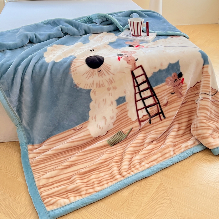 91家纺网 家纺一手货源 找家纺 凯轩毛毯网销专供 2025新款双层学生云毯毛毯保暖毯 西高地