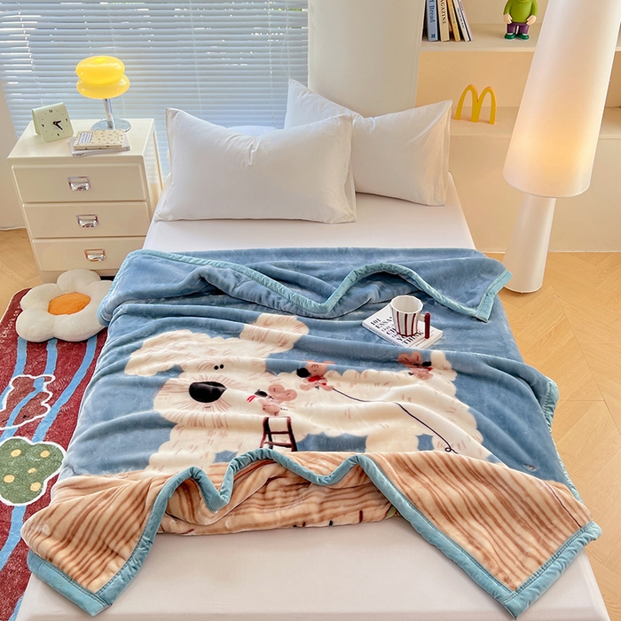 91家纺网 家纺一手货源 找家纺 凯轩毛毯网销专供 2025新款双层学生云毯毛毯保暖毯 西高地