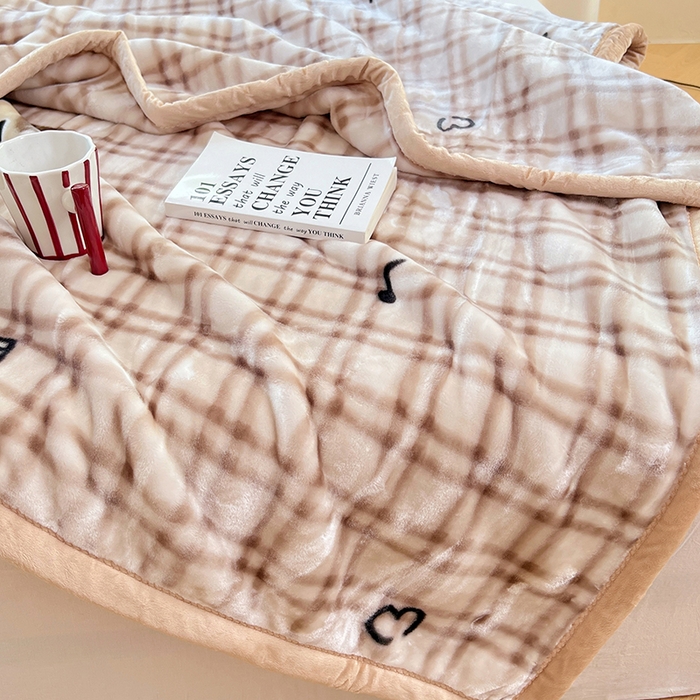 91家纺网 家纺一手货源 找家纺 凯轩毛毯网销专供 2025新款双层学生云毯毛毯保暖毯 爱心狗-棕