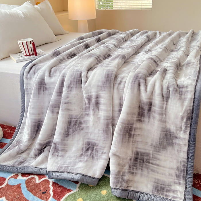 91家纺网 家纺一手货源 找家纺 凯轩毛毯网销专供 2025新款双层学生云毯毛毯保暖毯 佳丽-灰