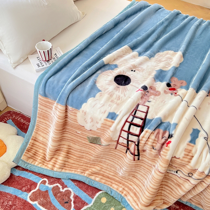 91家纺网 家纺一手货源 找家纺 凯轩毛毯网销专供 2025新款双层学生云毯毛毯保暖毯 西高地