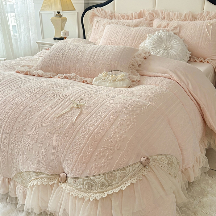 金绣美居 2025新款加厚雕花牛奶绒四件套-蝶花园 蝶花园-玉色