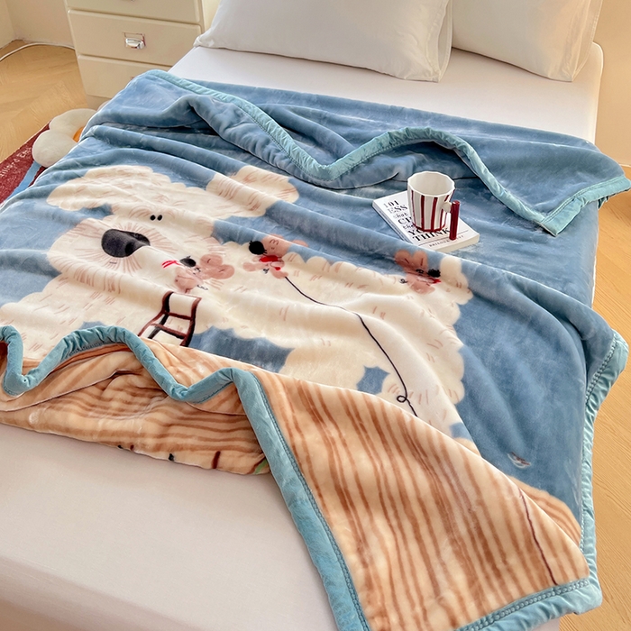 91家纺网 家纺一手货源 找家纺 凯轩毛毯网销专供 2025新款双层学生云毯毛毯保暖毯 西高地