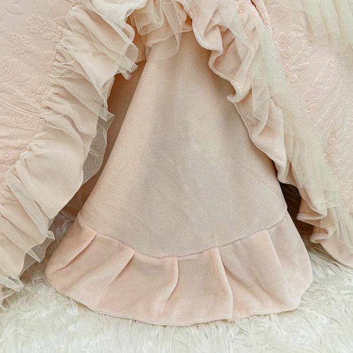 91家纺网 家纺一手货源 找家纺 金绣美居 2025新款加厚雕花牛奶绒四件套-蝶花园 蝶花园-玉色