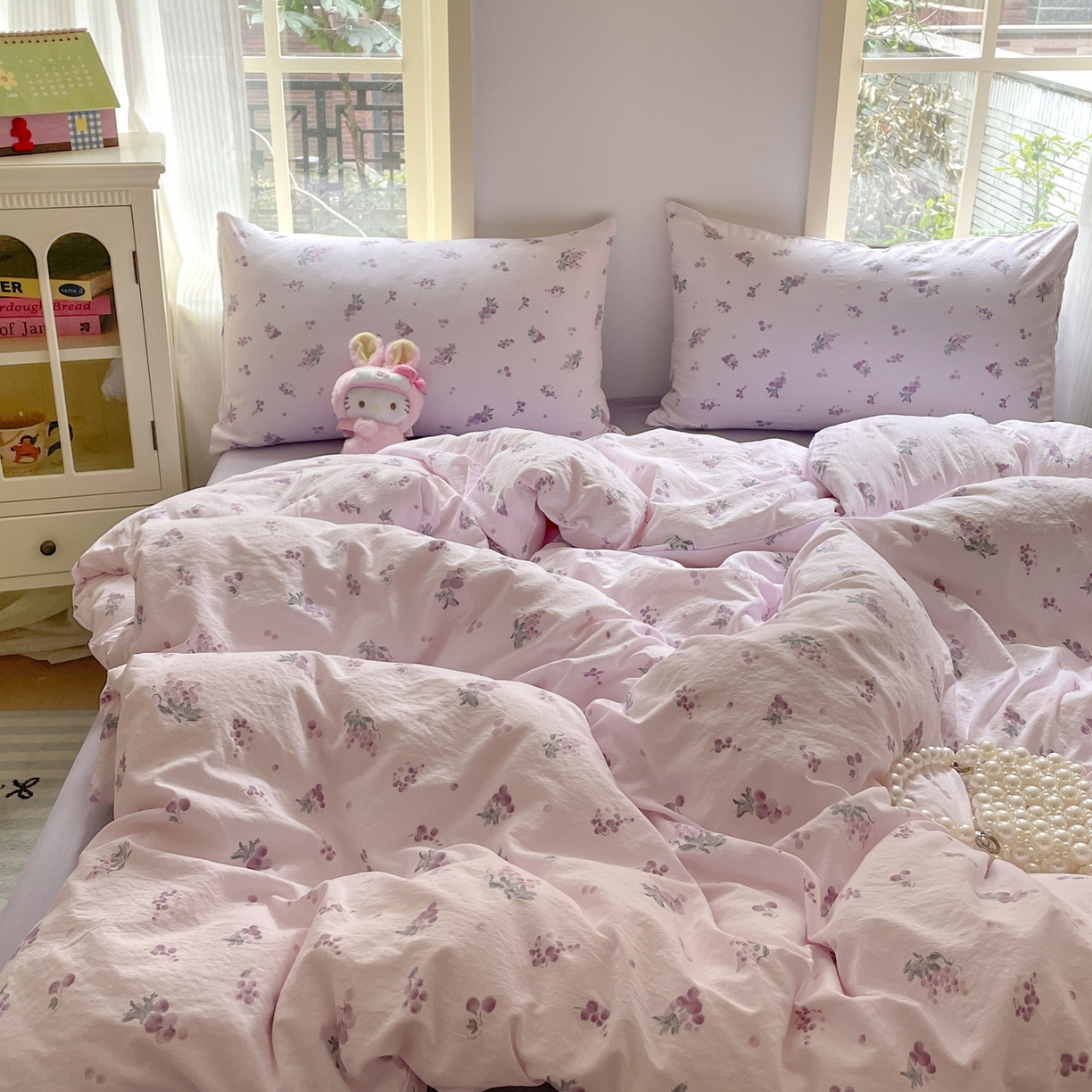 91家纺网 家纺一手货源 找家纺 铺尚美家纺 2025新款云感提花双层纱系列 葡萄七分甜