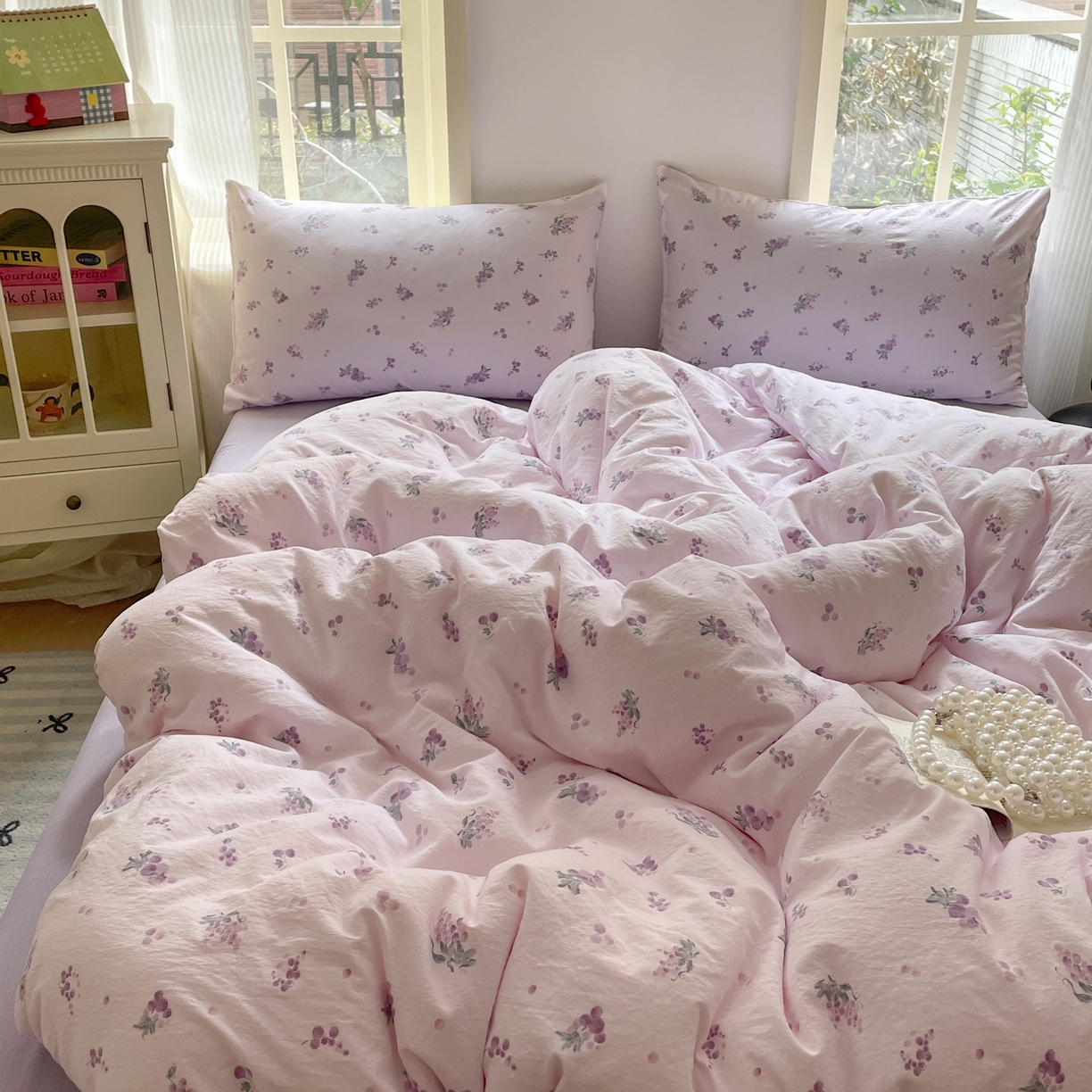 91家纺网 家纺一手货源 找家纺 铺尚美家纺 2025新款云感提花双层纱系列 葡萄七分甜