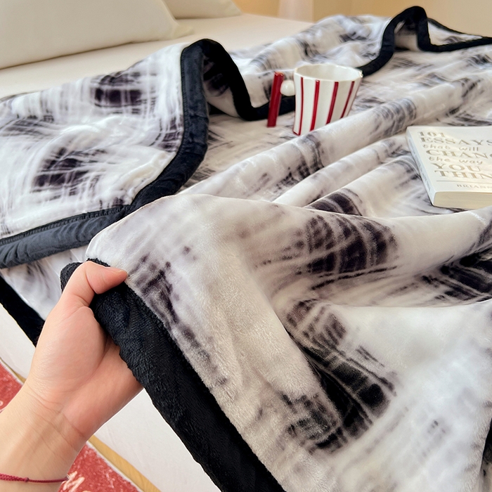 91家纺网 家纺一手货源 找家纺 凯轩毛毯网销专供 2025新款双层学生云毯毛毯保暖毯 佳丽-黑