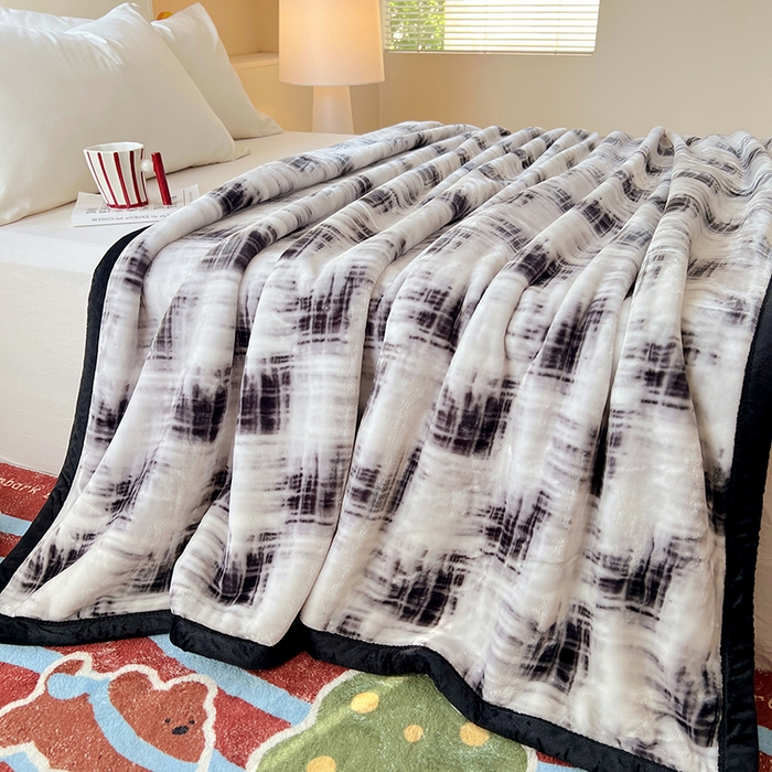 91家纺网 家纺一手货源 找家纺 凯轩毛毯网销专供 2025新款双层学生云毯毛毯保暖毯 佳丽-黑