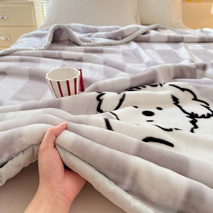 91家纺网 家纺一手货源 找家纺 凯轩毛毯网销专供 2025新款双层学生云毯毛毯保暖毯 炸毛狗狗