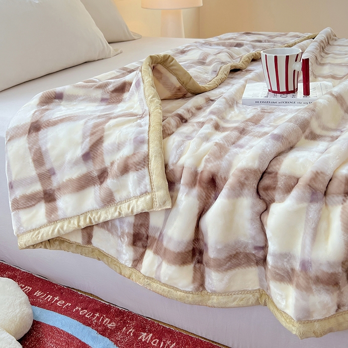 91家纺网 家纺一手货源 找家纺 凯轩毛毯网销专供 2025新款双层学生云毯毛毯保暖毯 格洛米