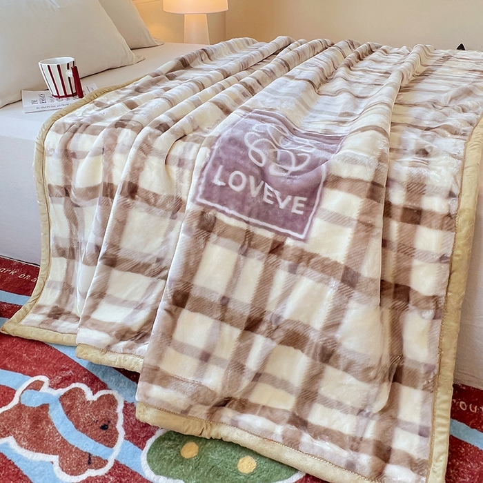 91家纺网 家纺一手货源 找家纺 凯轩毛毯网销专供 2025新款双层学生云毯毛毯保暖毯 格洛米