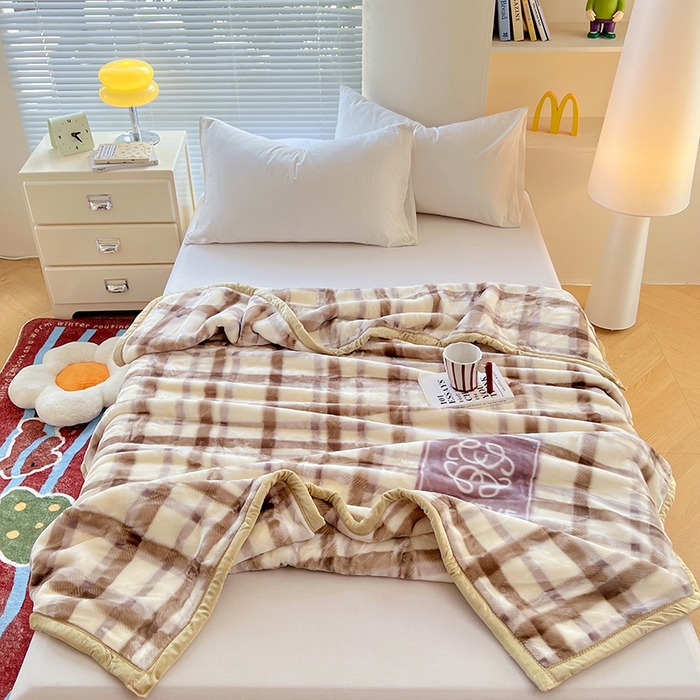 91家纺网 家纺一手货源 找家纺 凯轩毛毯网销专供 2025新款双层学生云毯毛毯保暖毯 格洛米